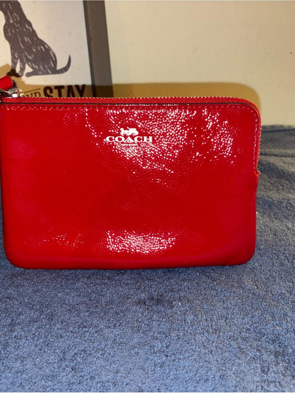 Coach Red Patent Leather Wristlet Pouch